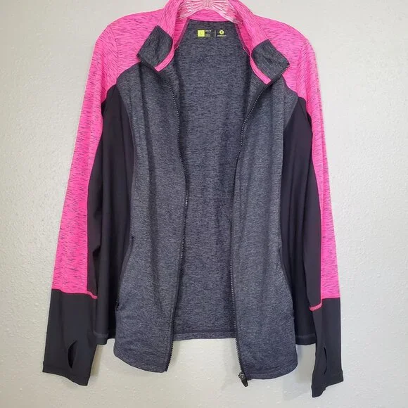 EUC Xersion Athletic Zip-up Jacket Black/Grey/Pink Workout Women's Large - Picture 4 of 11